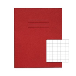 Rhino 8 x 6.5 Exercise Book 48 Page 10mm Squares S10 Red (Pack 100) - VEX342-558-6