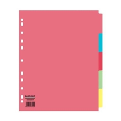 ValueX Divider 5 Part A4 Extra Wide 155gsm Card Assorted Colours - 80006DENT