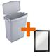 Durable DURABIN Plastic Waste Recycling Bin 60 Litre Grey with Grey Hinged Lid & Black A5 DURAFRAME Self-Adhesive Sign Holder - VEH2023008