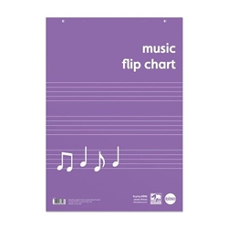 Rhino A1 Educational Music Flipchart Pad 30 Leaf 20 Music 5 Stave Ruling with Plain Reverse (Pack 5) - REMFC-0