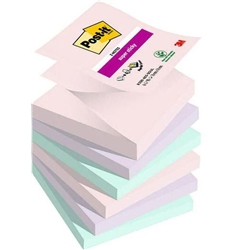 Post it Super Sticky Z Notes Soulful Colours 76x76mm 90 Sheets (Pack 6) 7100259322