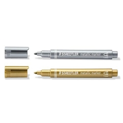 Staedtler Metallic Marker Bullet Tip 1-2mm Line Gold and Silver (Pack 2) - 8323-SBK2