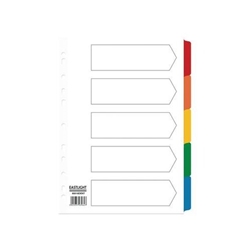 ValueX Divider 5 Part A4 Card White 150gsm with Coloured Mylar Tabs - 80018DENT