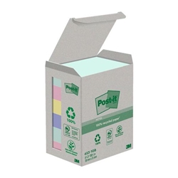Post it Recycled Notes Assorted Colours 38x51mm 100 Sheets (Pack 6) 7100259445