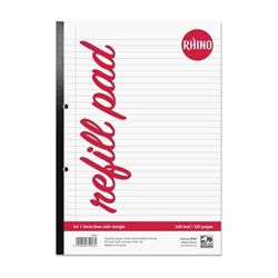 Rhino A4 Refill Pad 320 Page Feint Ruled 8mm With Margin (Pack 3) - SDFM-6