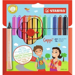 STABILO Cappi Felt Tip Pen with Cap Ring Assorted Colours (Wallet 12) - 168/12-4