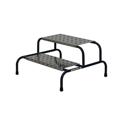 Climb-It Wide Work Steps with Chequer Plate 2 Tread 200mm Platform Silver SWW02C