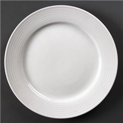 Olympia Linear Wide Rimmed Plates White 250mm (12 pack)