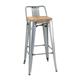 Bolero Bistro Backrest High Stools with Wooden Seat Pad Galvanised Steel (4 pack)