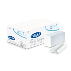 BulkySoft Classic C-Fold 2-Ply White Paper Hand Towels Case of 2430 (15 Sleeves of 162 Towels) (230mm x 310mm) 85571