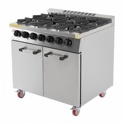 Buffalo 6 Burner Gas Oven Range with Castors