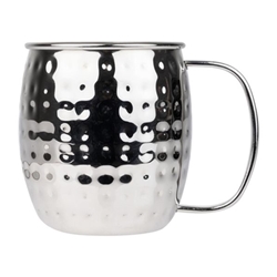 Olympia Barware Hammered Stainless Steel Mugs 440ml