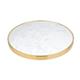 Bolero Round Marble Tabletop with Brass Effect Rim White 600mm