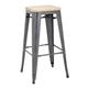 Bolero Bistro High Stools with Wooden Seat Pad Gun Metal (4 pack)