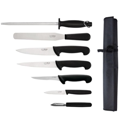 Hygiplas 7-Piece Starter Knife Set with 20cm Chef Knife & Roll Bag