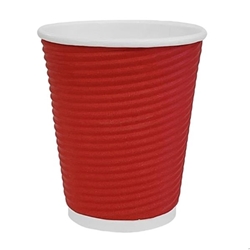 Fiesta Recyclable Coffee Cups Ripple Wall Red 225ml / 8oz (500 Pack)