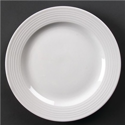 Olympia Linear Wide Rimmed Plates White 310mm (6 Pack)