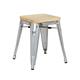 Bolero Bistro Low Stools with Wooden Seat Pad Galvanised Steel (4 pack)