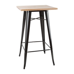 Bolero Bistro Bar Table with Wooden Top Black