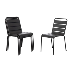 Bolero Amalfi Slatted Steel Side Chairs Grey (4 Pack)