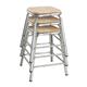 Bolero Galvanised Steel Low Stools with Wooden Seatpad (4 pack)