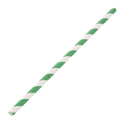 Fiesta Compostable Paper Straws Green Stripes (250 Pack)