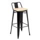 Bolero Bistro Backrest High Stools with Wooden Seat Pad Black (4 pack)