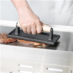 Vogue Cast Iron Steak Weight with Wood Handle