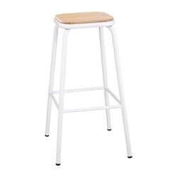 Bolero Cantina High Stools with Wooden Seat Pad White (4 pack)