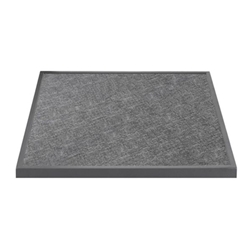 Bolero Black Brushed Mix Outdoor Tempered Glass Table Top Square Grey Trim 700mm