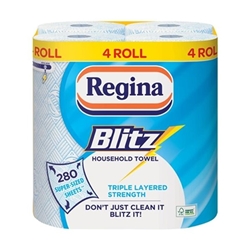 Regina Blitz Household Towel 3-Ply 280 Sheets (4 pack)