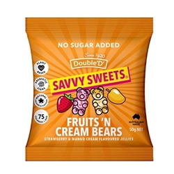 Savvy Sweets Fruits & Cream Bears 50g (12 Pack)