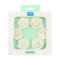 PME White Sugar Roses 45mm (6 Pack)