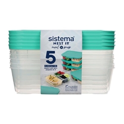 Sistema Nest It Meal Prep Containers 1.9Ltr (5 Pack)
