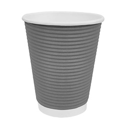 Fiesta Recyclable Coffee Cups Ripple Wall Charcoal 225ml / 8oz (25 Pack)