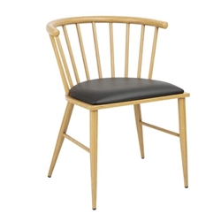 Bolero Harrowdene Padded Metal Side Chairs Wood Effect (2 pack)