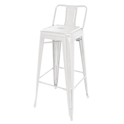 Bolero Bistro Steel High Stool With Backrest White (4 pack)