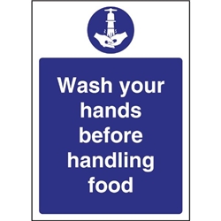 Vogue Wash hands Before Handling Food Sign