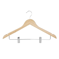 Bolero Wooden Hanger with Anti-Slip Clips (10 Pack)