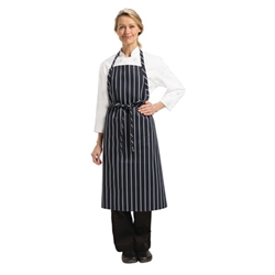 Chef Works Premium Woven Bib Apron Navy & White Stripe