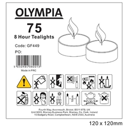Olympia 8 Hour Tealights (75 Pack)