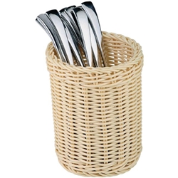 APS Polypropylene Round Rattan Cutlery Basket 125mm