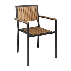 Bolero Steel & Acacia Armchair (Pack of 4)