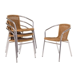 Bolero Aluminium and Natural Wicker Chair (4 pack)