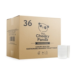 Cheeky Panda Professional 3-Ply Bamboo Toilet Tissue Rolls Quilted 160 Sheet (Pack of 36) LQTOILT36