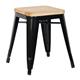 Bolero Bistro Low Stools with Wooden Seat Pad Black (4 pack)