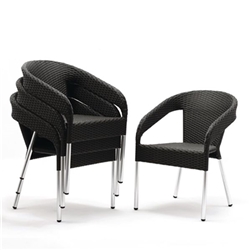 Bolero Wicker Wraparound Bistro Chairs Charcoal (4 Pack)