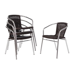 Bolero Aluminium and Black Wicker Chairs Black (4 pack)