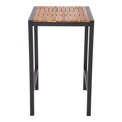 Bolero Square Steel and Acacia Bar Table 600mm