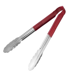 Hygiplas Colour Coded Red Serving Tongs 300mm